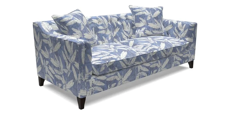 Haresfield 3 Seater Sofa in Linwood Omega Velvet Omega Airforce with Contrasting Piping