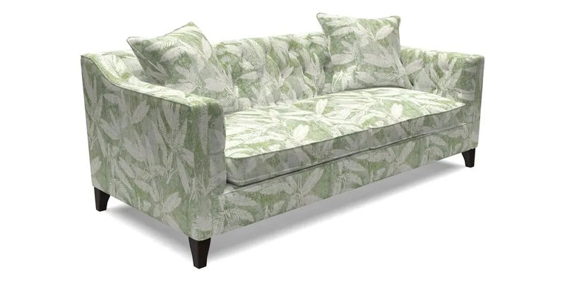 Haresfield 3 Seater Sofa in Linwood Omega Velvet Omega Airforce with Contrasting Piping