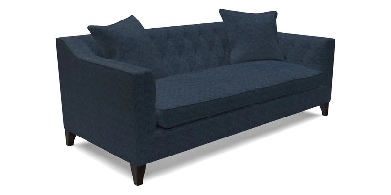 Haresfield 3 Seater Sofa in Linwood Omega Velvet Omega Airforce with Contrasting Piping