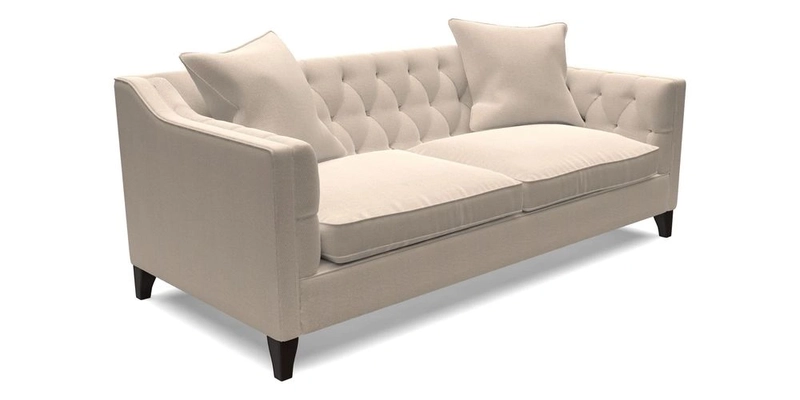 Haresfield 3 Seater Sofa in Linwood Omega Velvet Omega Airforce with Contrasting Piping
