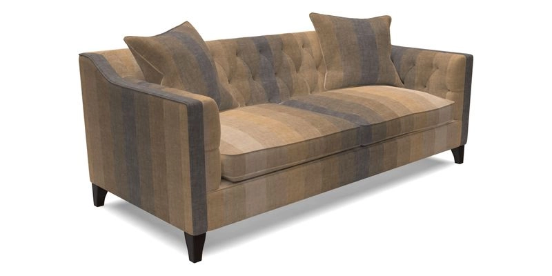 Haresfield 3 Seater Sofa in Linwood Omega Velvet Omega Airforce with Contrasting Piping