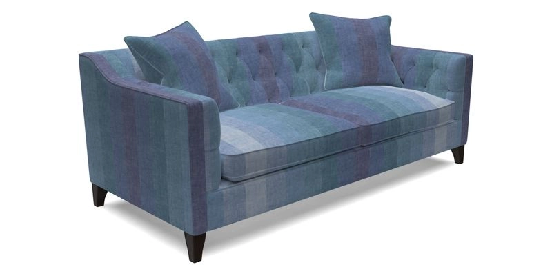 Haresfield 3 Seater Sofa in Linwood Omega Velvet Omega Airforce with Contrasting Piping