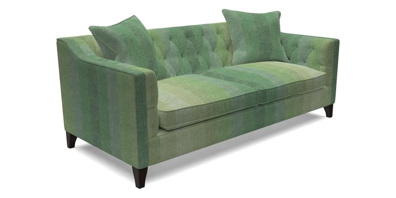 Haresfield 3 Seater Sofa in Linwood Omega Velvet Omega Airforce with Contrasting Piping