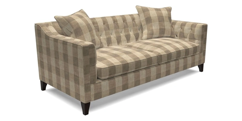 Haresfield 3 Seater Sofa in Linwood Omega Velvet Omega Airforce with Contrasting Piping