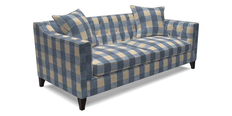 Haresfield 3 Seater Sofa in Linwood Omega Velvet Omega Airforce with Contrasting Piping