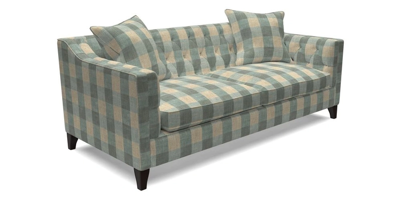 Haresfield 3 Seater Sofa in Linwood Omega Velvet Omega Airforce with Contrasting Piping