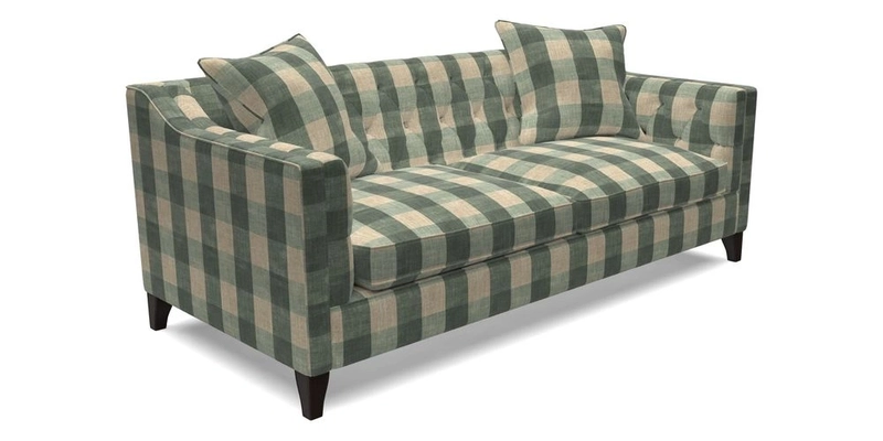 Haresfield 3 Seater Sofa in Linwood Omega Velvet Omega Airforce with Contrasting Piping