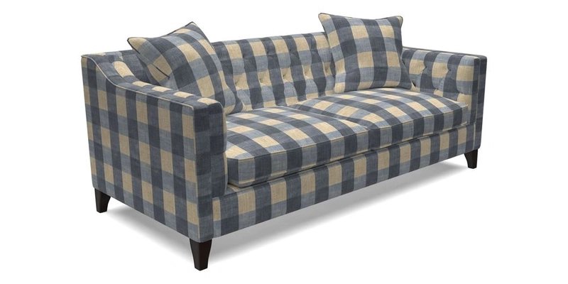 Haresfield 3 Seater Sofa in Linwood Omega Velvet Omega Airforce with Contrasting Piping