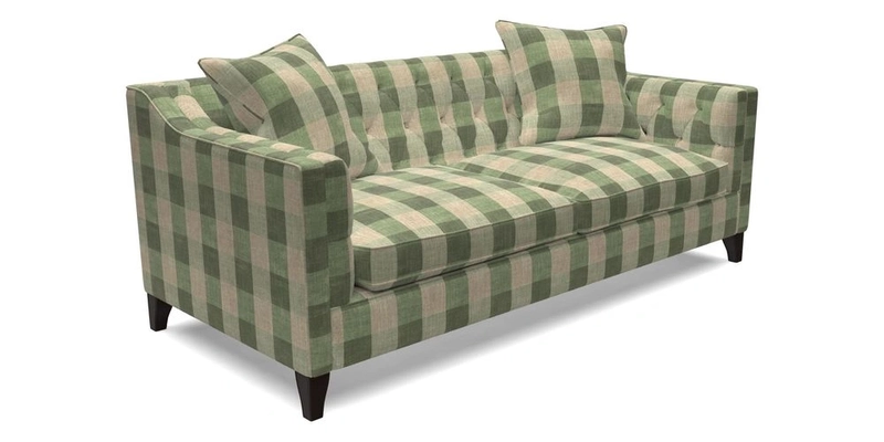Haresfield 3 Seater Sofa in Linwood Omega Velvet Omega Airforce with Contrasting Piping