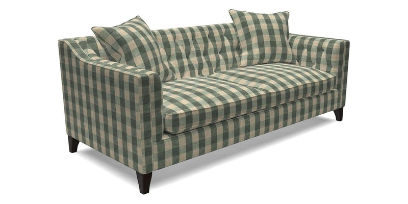 Haresfield 3 Seater Sofa in Linwood Omega Velvet Omega Airforce with Contrasting Piping
