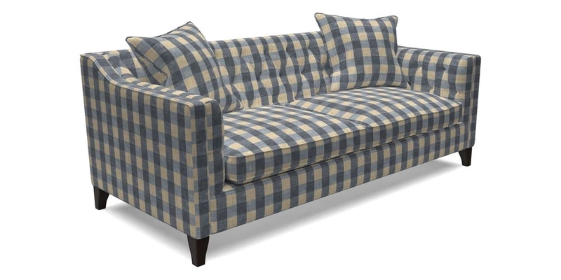 Haresfield 3 Seater Sofa in Linwood Omega Velvet Omega Airforce with Contrasting Piping