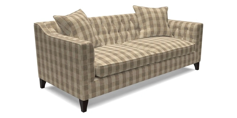Haresfield 3 Seater Sofa in Linwood Omega Velvet Omega Airforce with Contrasting Piping