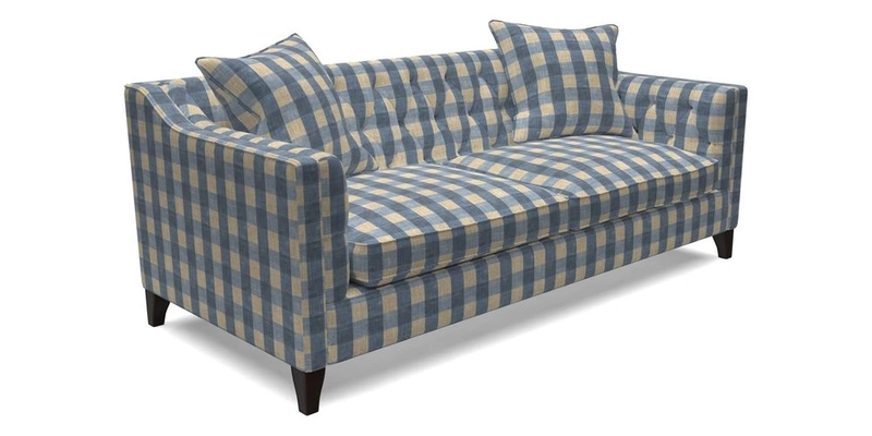 Haresfield 3 Seater Sofa in Linwood Omega Velvet Omega Airforce with Contrasting Piping
