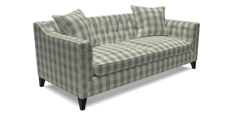 Haresfield 3 Seater Sofa in Linwood Omega Velvet Omega Airforce with Contrasting Piping