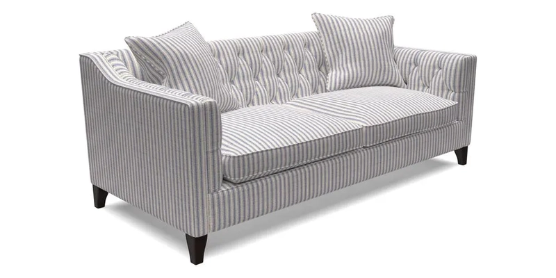 Haresfield 3 Seater Sofa in Linwood Omega Velvet Omega Airforce with Contrasting Piping