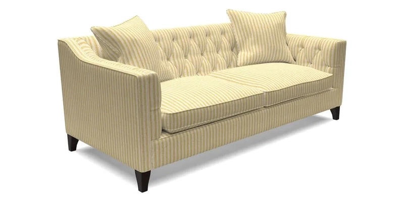 Haresfield 3 Seater Sofa in Linwood Omega Velvet Omega Airforce with Contrasting Piping