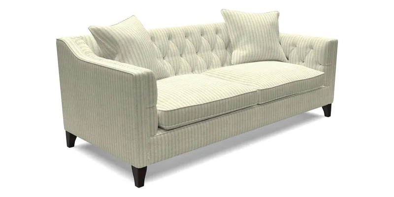 Haresfield 3 Seater Sofa in Linwood Omega Velvet Omega Airforce with Contrasting Piping