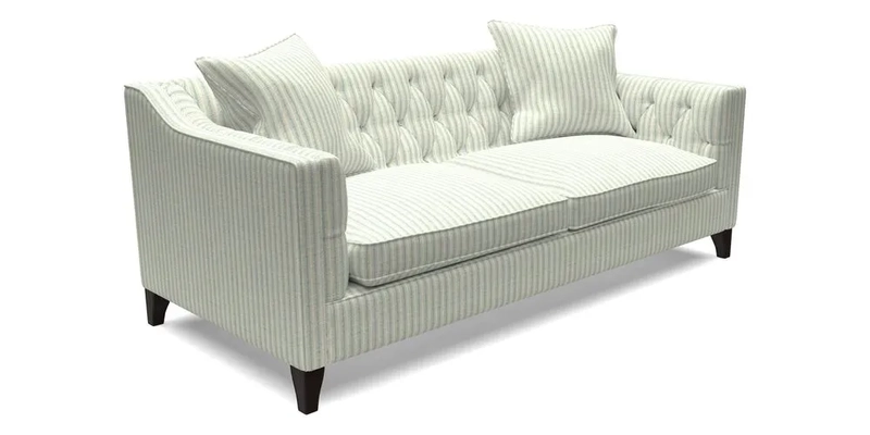 Haresfield 3 Seater Sofa in Linwood Omega Velvet Omega Airforce with Contrasting Piping