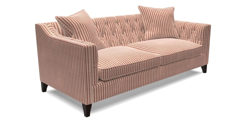 Haresfield 3 Seater Sofa in Linwood Omega Velvet Omega Airforce with Contrasting Piping