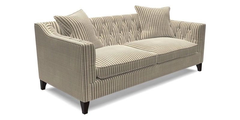Haresfield 3 Seater Sofa in Linwood Omega Velvet Omega Airforce with Contrasting Piping