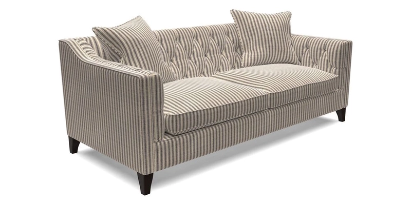 Haresfield 3 Seater Sofa in Linwood Omega Velvet Omega Airforce with Contrasting Piping