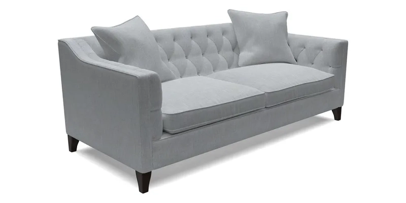 Haresfield 3 Seater Sofa in Linwood Omega Velvet Omega Airforce with Contrasting Piping