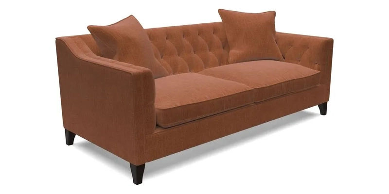 Haresfield 3 Seater Sofa in Linwood Omega Velvet Omega Airforce with Contrasting Piping