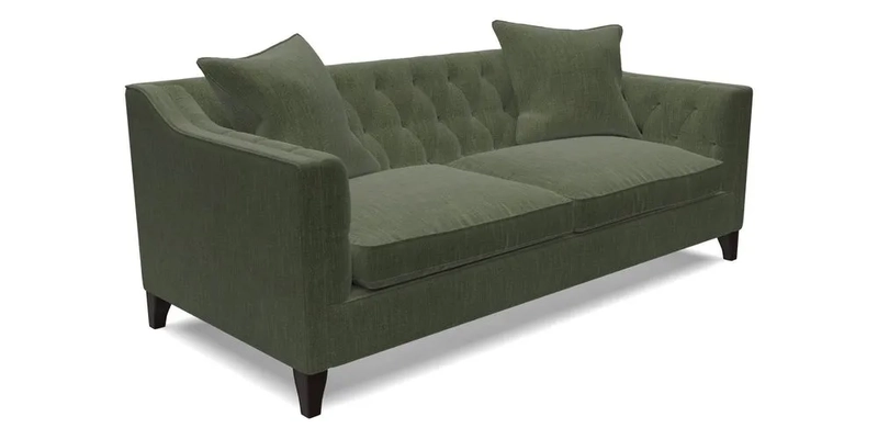 Haresfield 3 Seater Sofa in Linwood Omega Velvet Omega Airforce with Contrasting Piping