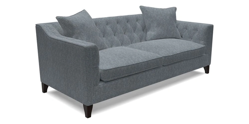 Haresfield 3 Seater Sofa in Linwood Omega Velvet Omega Airforce with Contrasting Piping
