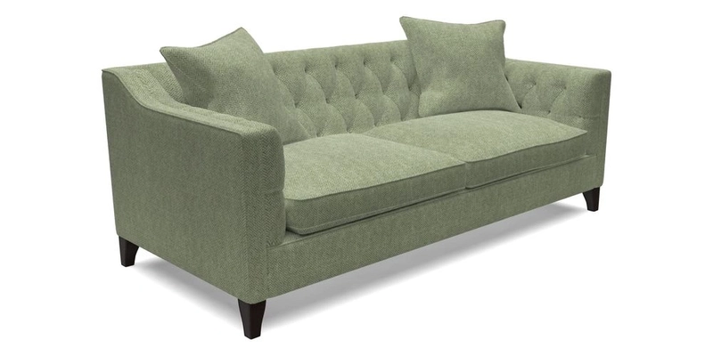 Haresfield 3 Seater Sofa in Linwood Omega Velvet Omega Airforce with Contrasting Piping