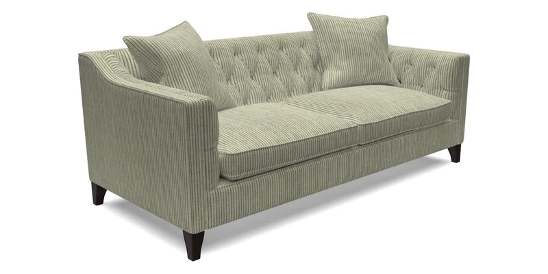 Haresfield 3 Seater Sofa in Linwood Omega Velvet Omega Airforce with Contrasting Piping