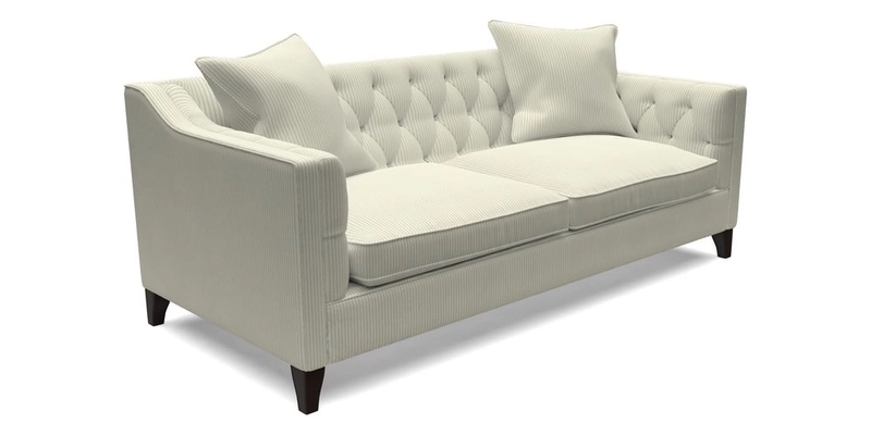 Haresfield 3 Seater Sofa in Linwood Omega Velvet Omega Airforce with Contrasting Piping