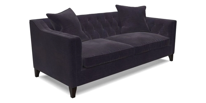 Haresfield 3 Seater Sofa in Linwood Omega Velvet Omega Airforce with Contrasting Piping