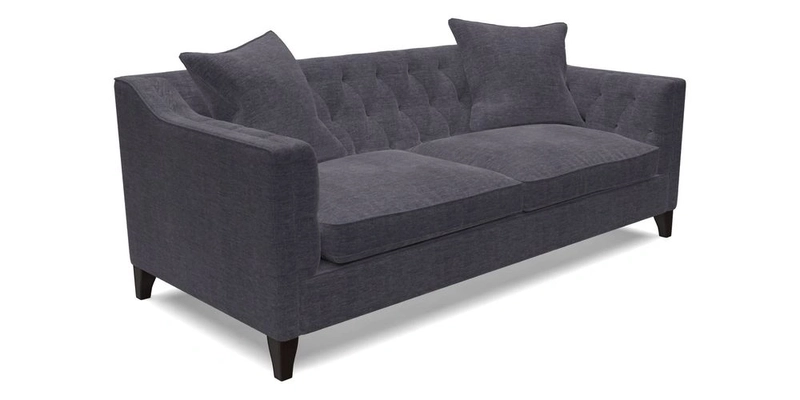 Haresfield 3 Seater Sofa in Linwood Omega Velvet Omega Airforce with Contrasting Piping