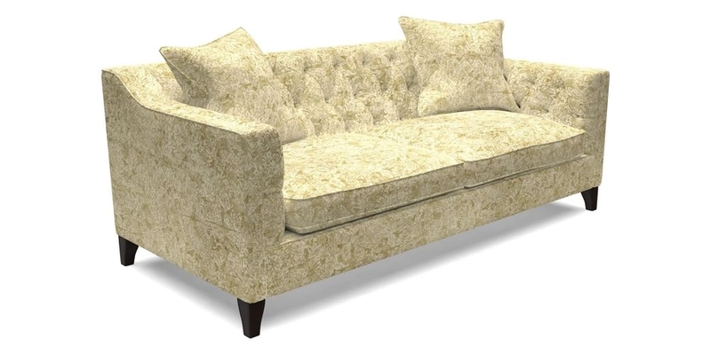 Haresfield 3 Seater Sofa in Linwood Omega Velvet Omega Airforce with Contrasting Piping