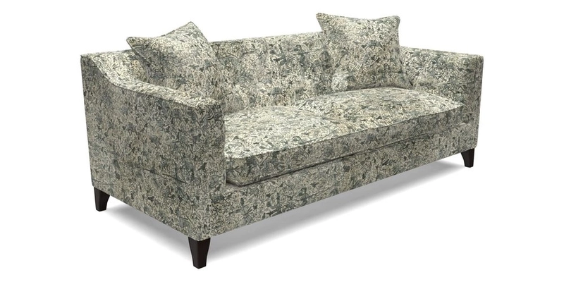 Haresfield 3 Seater Sofa in Linwood Omega Velvet Omega Airforce with Contrasting Piping