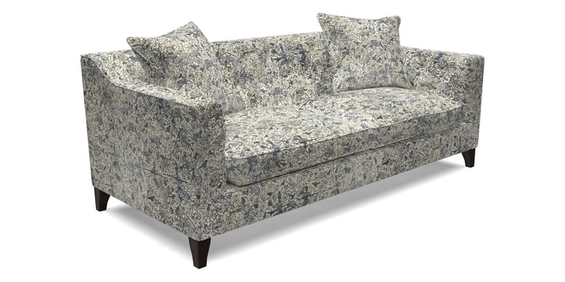 Haresfield 3 Seater Sofa in Linwood Omega Velvet Omega Airforce with Contrasting Piping