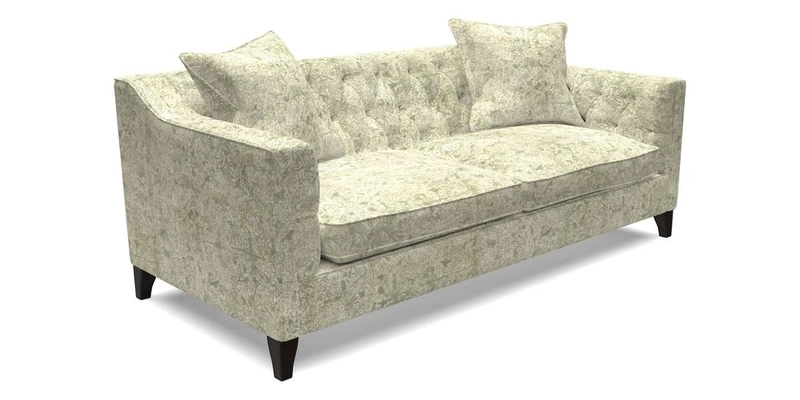 Haresfield 3 Seater Sofa in Linwood Omega Velvet Omega Airforce with Contrasting Piping