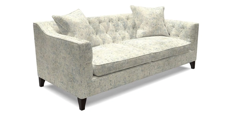 Haresfield 3 Seater Sofa in Linwood Omega Velvet Omega Airforce with Contrasting Piping