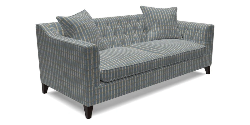 Haresfield 3 Seater Sofa in Linwood Omega Velvet Omega Airforce with Contrasting Piping