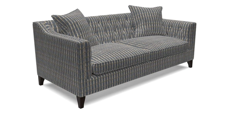 Haresfield 3 Seater Sofa in Linwood Omega Velvet Omega Airforce with Contrasting Piping