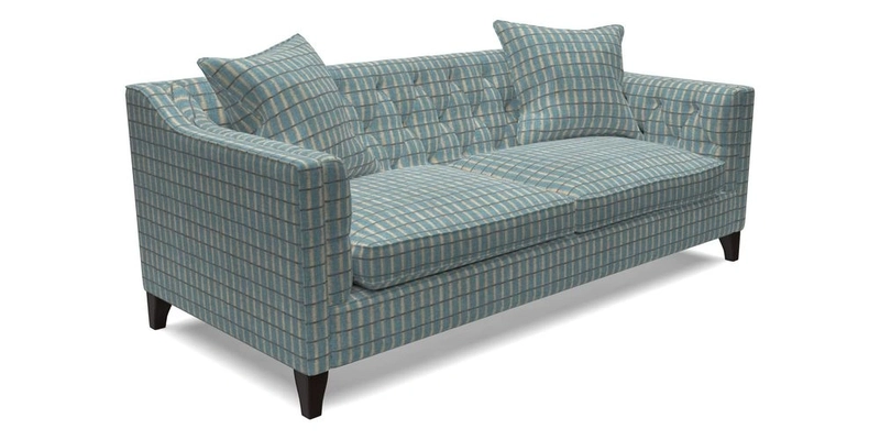 Haresfield 3 Seater Sofa in Linwood Omega Velvet Omega Airforce with Contrasting Piping