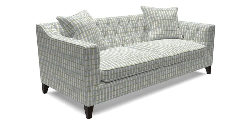 Haresfield 3 Seater Sofa in Linwood Omega Velvet Omega Airforce with Contrasting Piping