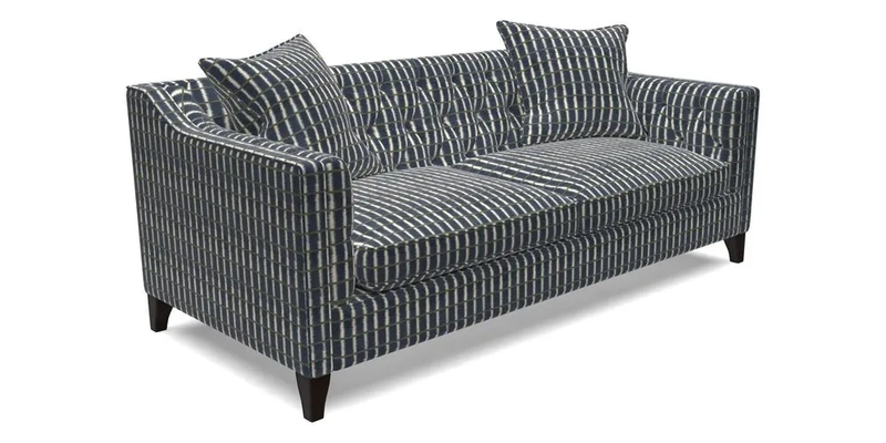 Haresfield 3 Seater Sofa in Linwood Omega Velvet Omega Airforce with Contrasting Piping