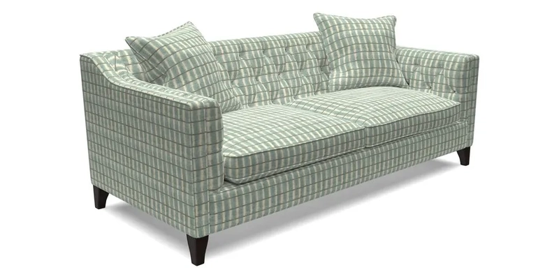 Haresfield 3 Seater Sofa in Linwood Omega Velvet Omega Airforce with Contrasting Piping