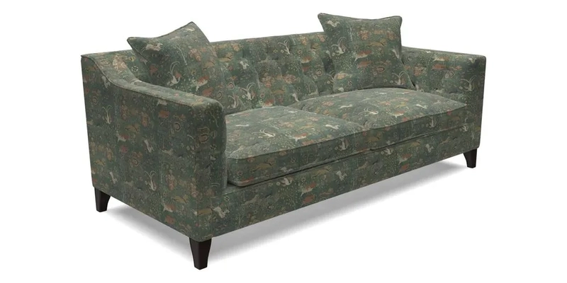 Haresfield 3 Seater Sofa in Linwood Omega Velvet Omega Airforce with Contrasting Piping