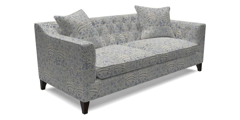 Haresfield 3 Seater Sofa in Linwood Omega Velvet Omega Airforce with Contrasting Piping
