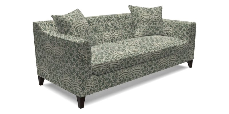 Haresfield 3 Seater Sofa in Linwood Omega Velvet Omega Airforce with Contrasting Piping