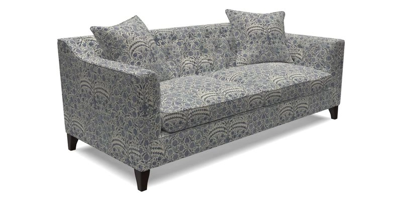 Haresfield 3 Seater Sofa in Linwood Omega Velvet Omega Airforce with Contrasting Piping