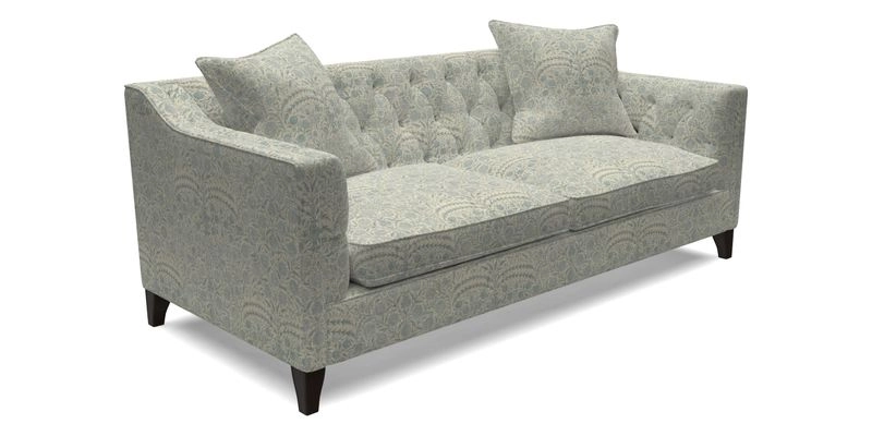 Haresfield 3 Seater Sofa in Linwood Omega Velvet Omega Airforce with Contrasting Piping